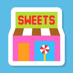 Sweet shop sticker vector, Isolated flat stye icon