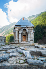 Naranag, Kashmir, India- Dated:May 18, 2019- An ancient hindu temple intact in the mountain valleys of Kashmir at Naranag. Temple dedicted to hindu god Shiva