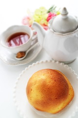 Homemade milk bun on dish for breakfast image