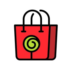 Shopping bag vector illustration, filled style icon editable outline