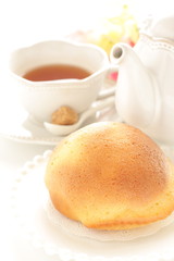 Homemade milk bun on dish for breakfast image