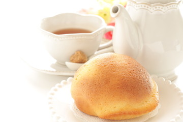 Homemade milk bun on dish for breakfast image