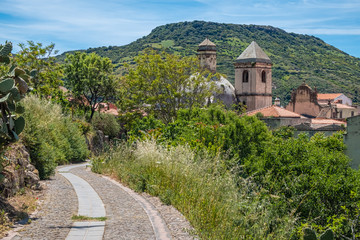 Chiesa della Beata Vergine del Carmelo, Bosa, province of Oristano, a picturesque village of...