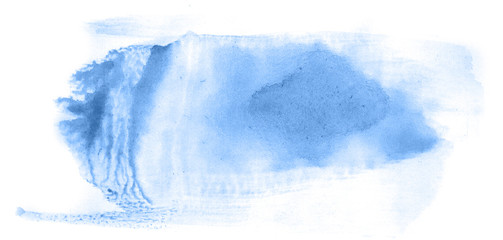 Fototapeta premium Abstract watercolor background hand-drawn on paper. Volumetric smoke elements. Blue color. For design, web, card, text, decoration, surfaces.