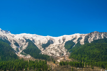 Beautiful  snow covered mountains landscape Kashmir state, India .