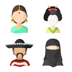 Vector illustration of nation and race  icon. Set of nation and user vector icon for stock.