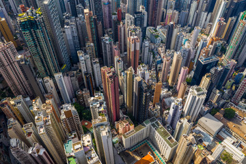 Fototapeta na wymiar Aerial view of Hong Kong downtown city
