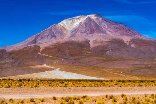 View of the water flowing from the beautiful crater of the Dormant Tunupa Volcano