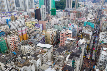 Top view of Hong Kong city town