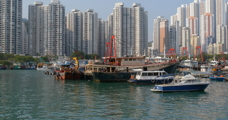 Fototapeta na wymiar Hong Kong fishing harbor port