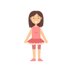 Girl Dancer Character in Pink Dress, Kid Dreaming of Future Profession Vector Illustration