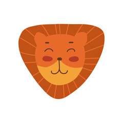 Lion Head, Cute Leo Friendly Face, Design Element Can Be Used for T-shirt Print, Poster, Card, Label, Badge Vector Illustration