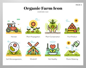 Organic farm icons LineColor pack