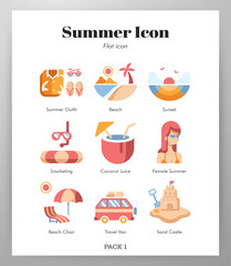 Summer icons Flat pack