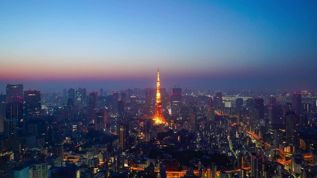 東京・夜明け・タイムラプス