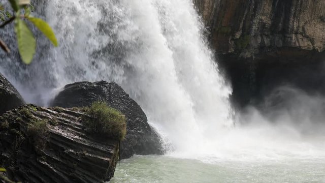 Beautiful waterfalls in Vietnam in the wild. slow motion. Asian nature. Dray Nur waterfall.