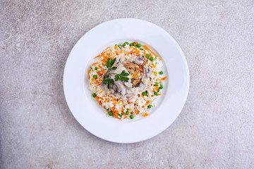 rice with vegetables and meatball