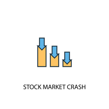 Stock Market Crash Concept 2 Colored Line Icon. Simple Yellow And Blue Element Illustration. Stock Market Crash Concept Outline Symbol Design