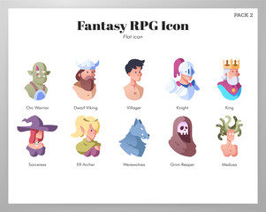 Fantasy RPG icons Flat pack