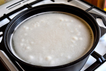 cooking in a frying pan