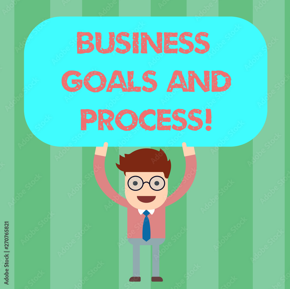 Poster writing note showing business goals and process. business photo showcasing working strategies accomp