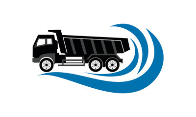 Dump truck and wave illustration vector