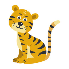 Vector cute African animal. Tiger.