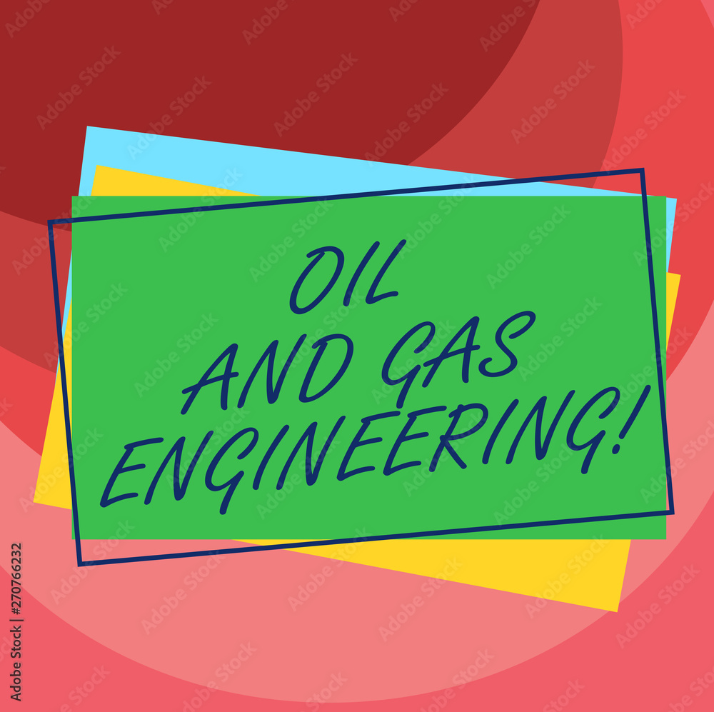 Poster handwriting text oil and gas engineering. concept meaning petroleum company industrial process engin