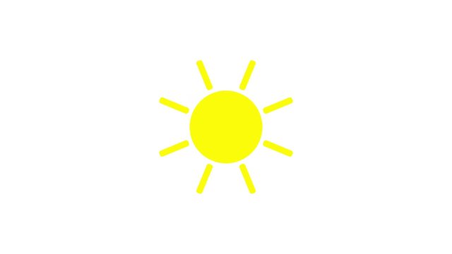 Sunshine icon animation with white background. Icon design. Video Animation. Bright Sun Isolated Cartoon Animation