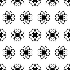 Fototapeta premium Seamless pattern with lace of black abstract flowers on white background