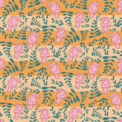 Naklejka premium pink toucan stripes repeat pattern design