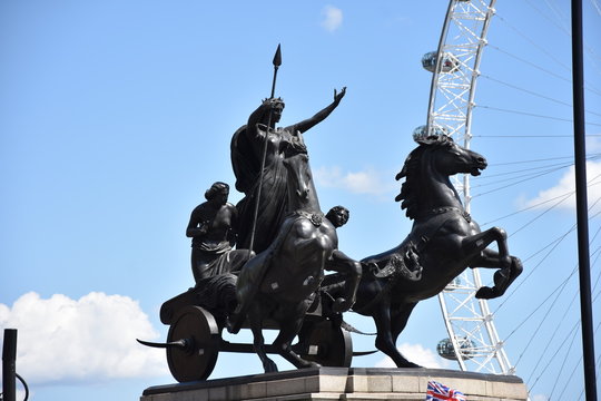 Statue of Boadicea and Her Daughters at Westminster Bridge. London