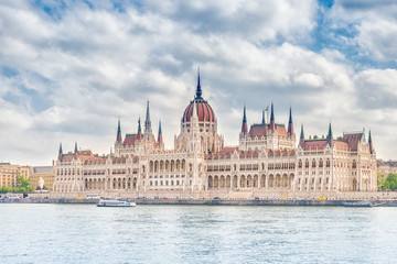Fototapeta na wymiar A landscape view of Budapest city, the Hungarian parliament.