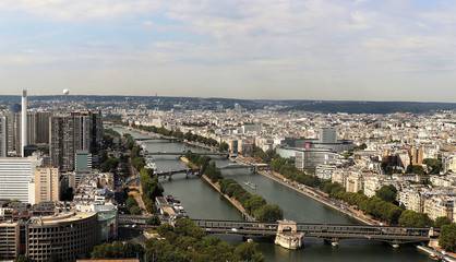 Fototapeta na wymiar Aerial view of Paris and the Seine