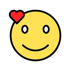 Fototapeta premium Smiling face with heart vector illustration, filled style icon editable outline