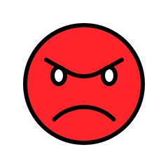 Angry face vector illustration, filled style icon editable outline