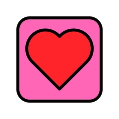 Heart button vector illustration, filled style icon editable outline