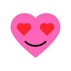 Heart emoticon vector illustration, Isolated flat style icon