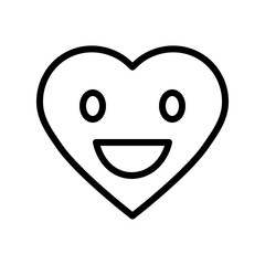 Heart emoticon vector illustration, line style icon editable outline