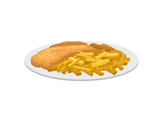 French fries with sauce. Vector illustration on white background.