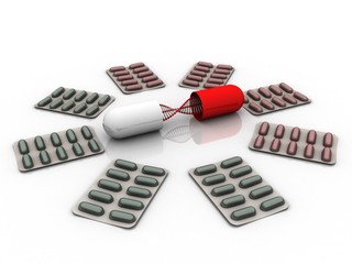 3d render of dna structure with capsule
