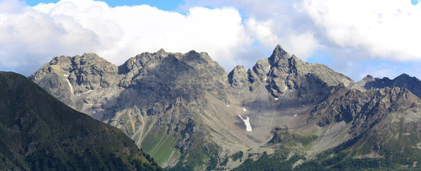 Panoramic View of Bernina mountains in the Alps Switzerland