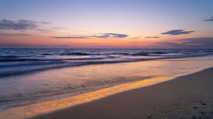 Purple Sunset over mediterranean sea in Italy 