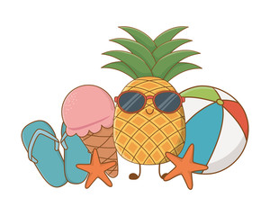 Summer and fruits funny cartoons
