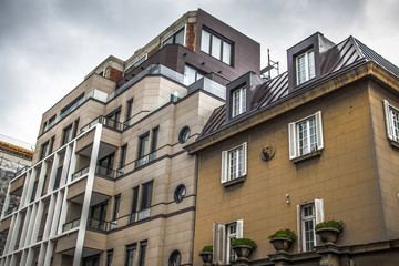 Modern buildings design architecture, brand new apartments, Belgrade, Serbia