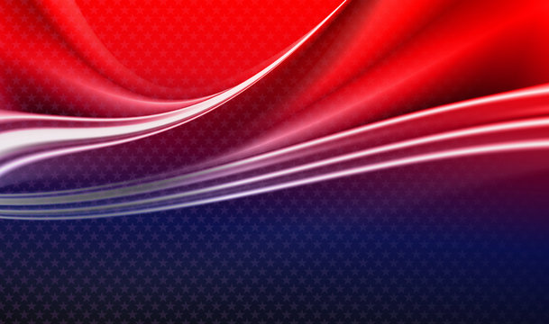 Abstract blue and red design with a set of stars and light smooth stripes