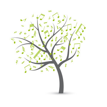 Vector illustration of an abstract musical tree with notes