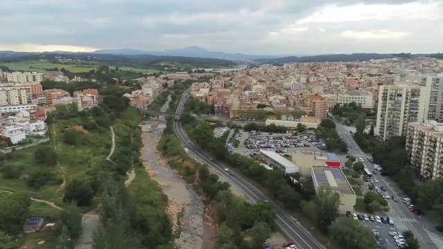 Aerial view in Rubi, city of Barcelona. Catalonia,Spain. 4k Drone Video
