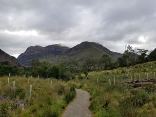 landscape with mountains and blue sky