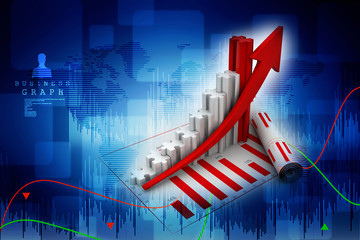 3d rendering Stock market online business concept. business Graph 